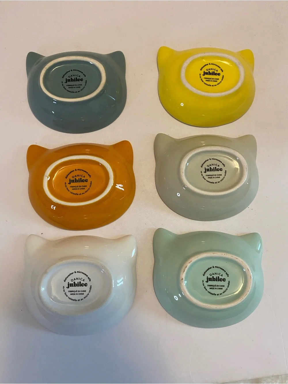 Danica Jubilee Purrfect Cat Face Pinch Bowl Set Of 6 Dishes All Different